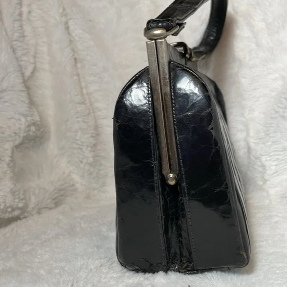 Vintage Lesco Black Faux Alligator Handbag - Picture 6 of 13